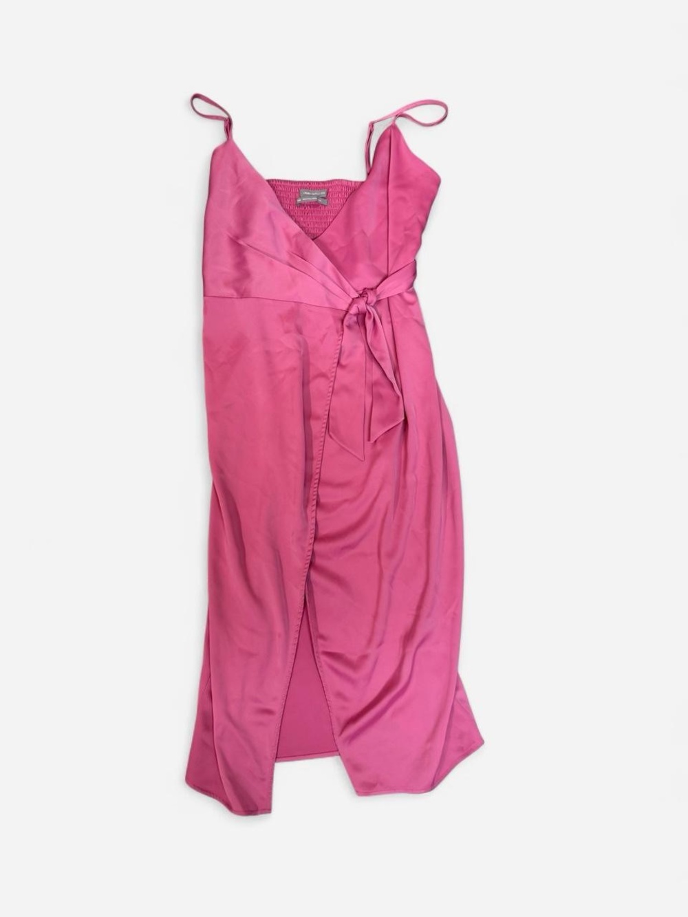 Urban Outfitters Hot Pink Wrap Midi Dress with Tie Waist